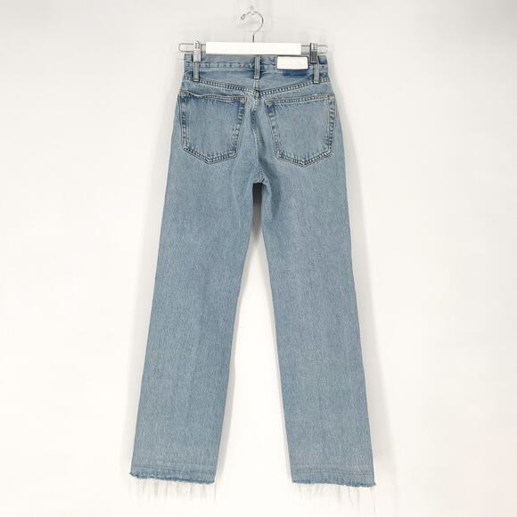 RE/DONE 90s High Rise Loose Distressed Jeans Breezy Indigo with Rips Size 26 - Picture 7 of 7